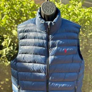POLO RALPH LAUREN SMALL PONY NAVY NYLON PACKABLE PUFFER VEST